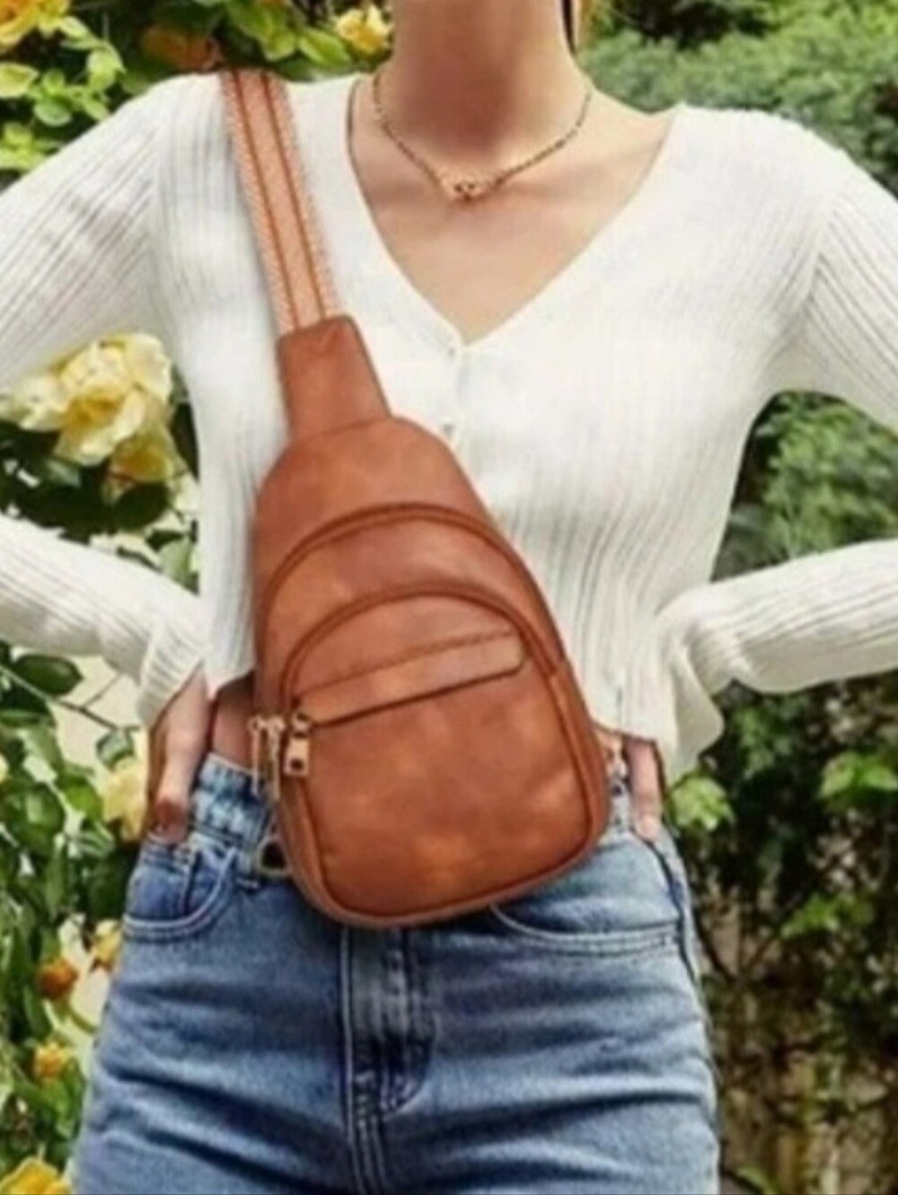 BOSTANTEN Small Sling Bag for Women Leather Crossbody Bags A-Camel Brown Boho